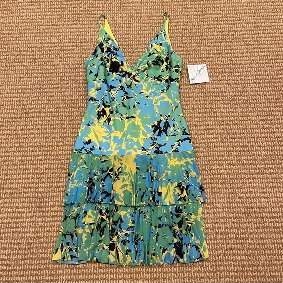 One33 Social | Dresses | One33 Social Green Multi Pleated Cocktail Dress  Sample Small Nwt | Poshmark